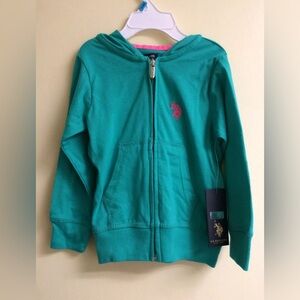 NWT US Polo Assn Toddler Zip Up Teal Hoodie sz 2T